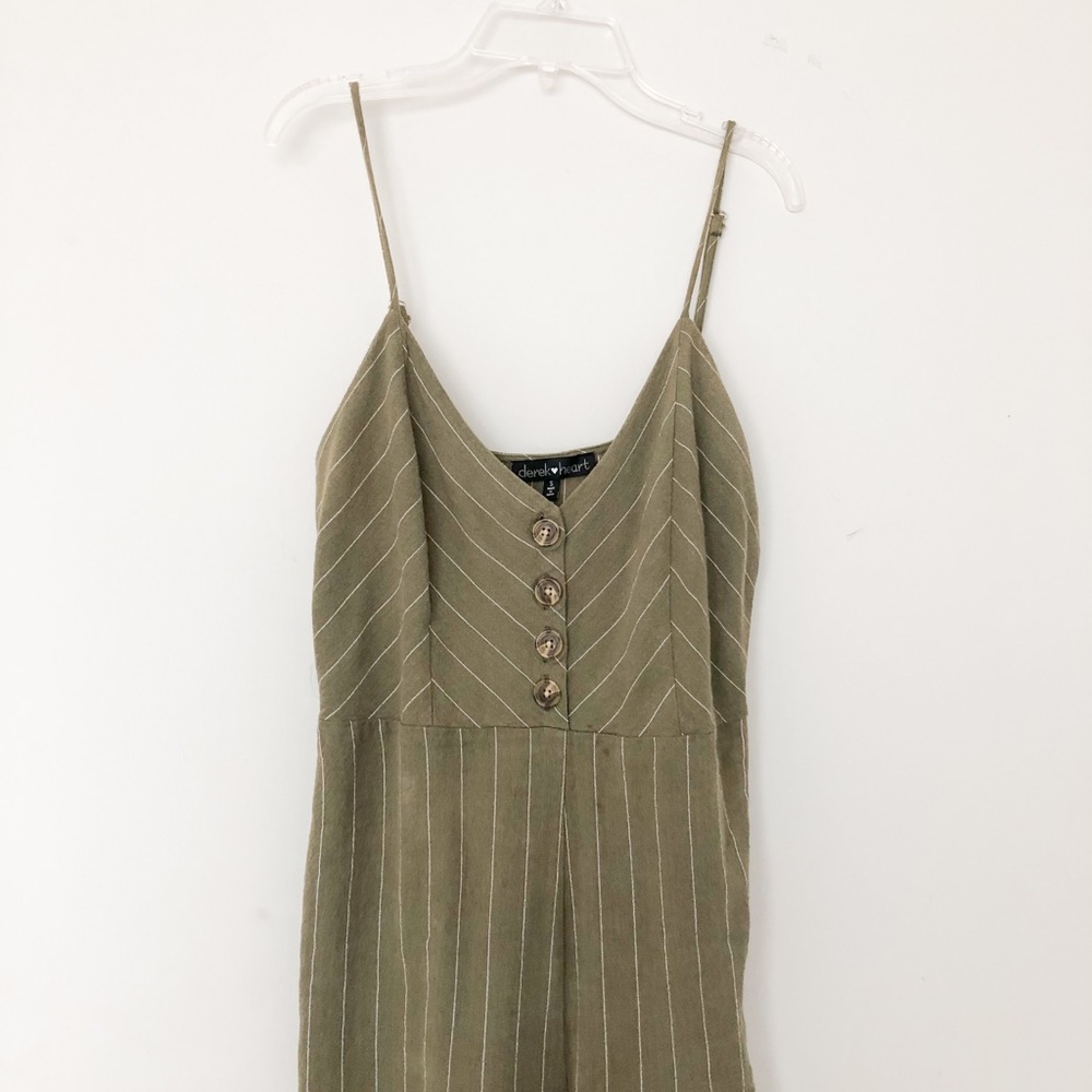 Olive Green Jumpsuit With White Stripes